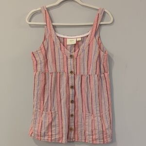 Maeve Anthropologie Babydoll Tank Top size 8 Pink‎ Stripes